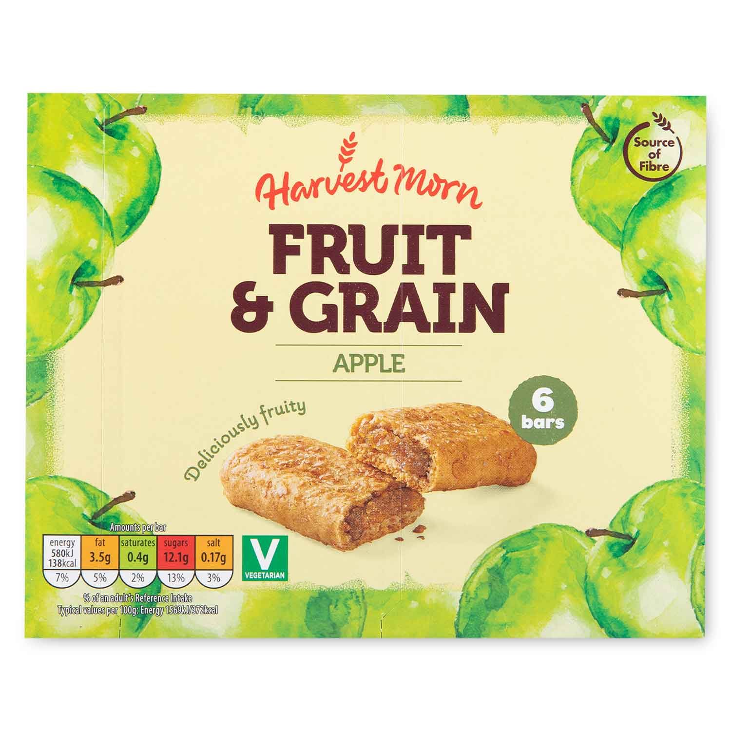 Apple Fruit & Grain Cereal Bars 222g 6 Pack Harvest Morn